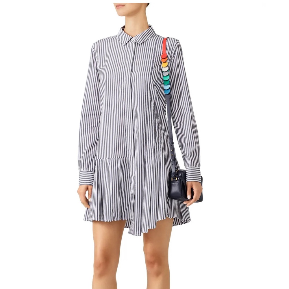 Equipment Blue and White Striped Long Sleeve Dress